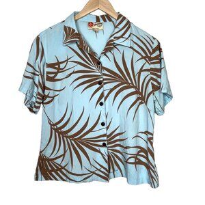 Hilo hattie vintage womens hawaiian casual button down shirt size large tropical